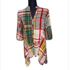 Misope y2k sheer plaid tunic blouse Sz Small Women